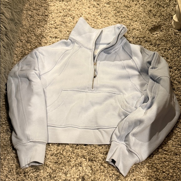 Scuba cropped Light Blue Women's Half-Zip Sweatshirt - Picture 1 of 5